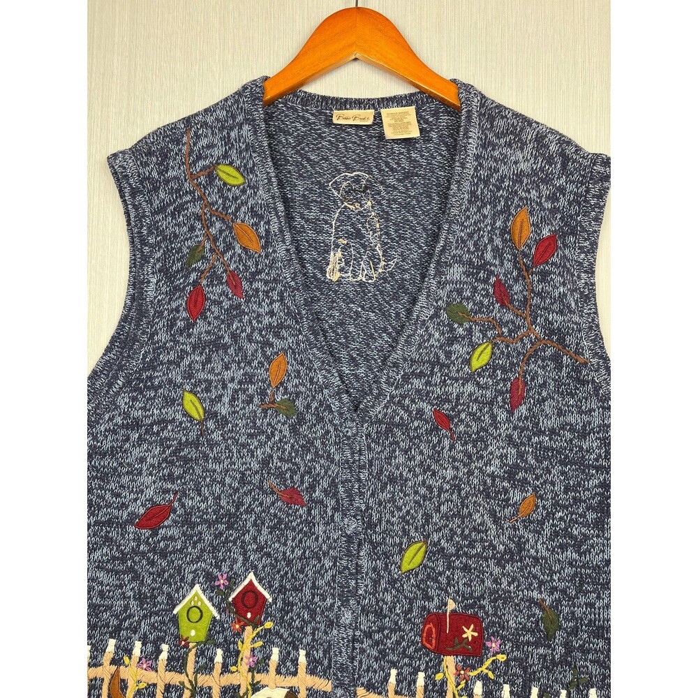 Bobbie Brooks Womens Cotton Knit Vest 26W Applique Fall Dogs Novelty Whimsical - Picture 7 of 13